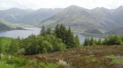 Bealach Ratagan viewpoint with names of the mountain summits of the Five Sisters of Kintail
